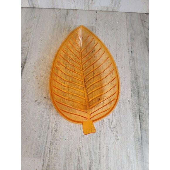 Orange fall leaf plastic table top bowl decor - Picture 3 of 5